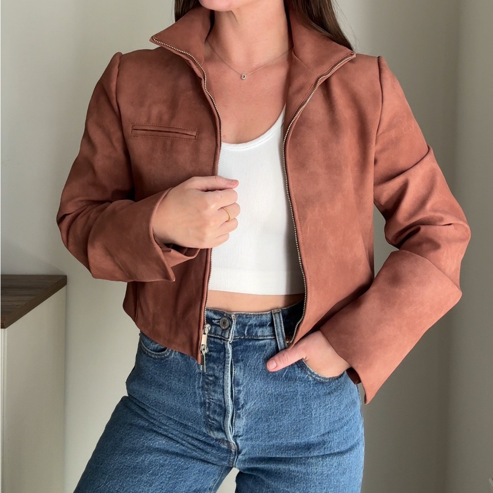 Zara Mauve Cropped Jacket
